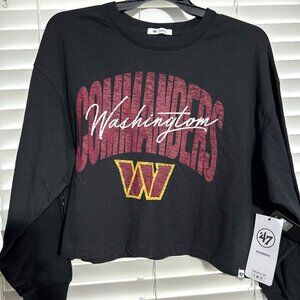 47” Women’s Washington Commaders Muse Sydney Black LS Cropped T-Shirt Size L